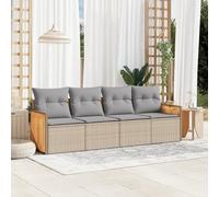 Brokky Juego de sofás jardín con Cojines Conjunto Jardin Exterior Muebles de Jardin Sofa Exterior terraza 4 pzas ratán sintético Beige / 3259854