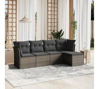 Brokky Juego de sofás jardín con Cojines Conjunto Jardin Exterior Muebles de Jardin Sofa Exterior terraza 5 pzas ratán sintético Gris / 3263136
