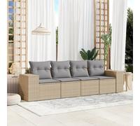 Brokky Juego de sofás jardín con Cojines Conjunto Jardin Exterior Muebles de Jardin Sofa Exterior terraza 4 pzas ratán sintético Beige / 3222278