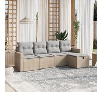 Brokky Juego de sofás jardín con Cojines Conjunto Jardin Exterior Muebles de Jardin Sofa Exterior terraza Beige Mezcla 5 pzas ratán PE / 3263465