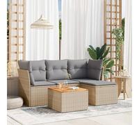 Brokky Juego de sofás jardín con Cojines Conjunto Jardin Exterior Muebles de Jardin Sofa Exterior terraza 5 pzas ratán sintético Beige / 3223609