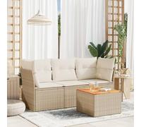 Brokky Juego de sofás jardín con Cojines Conjunto Jardin Exterior Muebles de Jardin Sofa Exterior terraza 4 pzas ratán sintético Beige / 3223468
