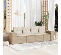 Brokky Juego de sofás jardín con Cojines Conjunto Jardin Exterior Muebles de Jardin Sofa Exterior terraza 4 pzas ratán sintético Beige / 3254615