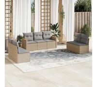 Brokky Juego de sofás jardín con Cojines Conjunto Jardin Exterior Sofa Exterior terraza Muebles Exterior Beige Mezcla 7 pzas ratán PE