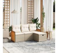 Brokky Juego de sofás jardín con Cojines Conjunto Jardin Exterior Sofa Exterior terraza Muebles Exterior 4 pzas ratán sintético Beige / 3265706
