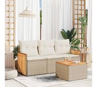 Brokky Juego de sofás jardín con Cojines Conjunto Jardin Exterior Sofa Exterior terraza Muebles Exterior 4 pzas ratán sintético Beige / 3227444
