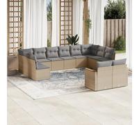 Brokky Juego de sofás jardín con Cojines Muebles Jardin Exterior Conjunto Jardin Exterior Sofas Exteriores de Jardin Beige Mezcla 12 pzas ratán PE / 3226444