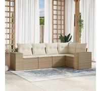Brokky Juego de sofás jardín con Cojines Muebles Jardin Exterior Conjunto Jardin Exterior Sofas Exteriores de Jardin 5 pzas ratán sintético Beige / 3254865