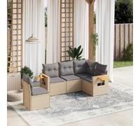 Brokky Juego de sofás jardín con Cojines Muebles Jardin Exterior Conjunto Jardin Exterior Sofas Exteriores de Jardin 5 pzas ratán sintético Beige / 3226815