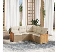 Brokky Juego de sofás jardín con Cojines Sofa Jardin Conjunto Jardin Exterior Muebles Jardin Exterior 5 pzas ratán sintético Beige / 3260042