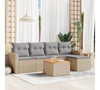 Brokky Juego de sofás jardín con Cojines Sofa Jardin Conjunto Jardin Exterior Muebles Jardin Exterior 6 pzas ratán sintético Beige / 3224099