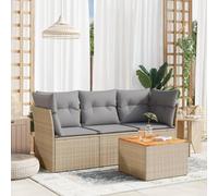Brokky Juego de sofás jardín con Cojines Sofa Jardin Conjunto Jardin Exterior Muebles Jardin Exterior 4 pzas ratán sintético Beige / 3223469