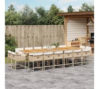 Brokky Set Comedor de jardín 17 pzas con Cojines Mesa y sillas terraza Exterior Muebles Jardin Exterior Muebles de Jardin ratán sintético Beige / 3278199