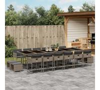Brokky Set Comedor de jardín 17 pzas y Cojines Mesa y sillas terraza Exterior Muebles Jardin Exterior Muebles de Jardin ratán sintético Gris / 3278131