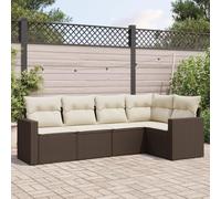 Brokky Set Comedor de jardín 5 Piezas y Cojines Conjunto Mesa y sillas Jardin Set Jardin Exterior Muebles de Jardin ratán sintético marrón / 3251270