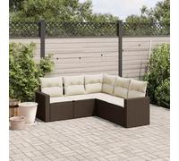 Brokky Set Comedor de jardín 5 Piezas y Cojines Conjunto Mesa y sillas Jardin Set Jardin Exterior Muebles de Jardin ratán sintético marrón / 3251290