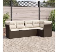 Brokky Set Comedor de jardín 5 Piezas y Cojines Mesa y sillas terraza Exterior Muebles terraza Set Comedor jardín ratán sintético marrón / 3217603
