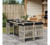 Brokky Set Comedor de jardín 5 pzas Cojines Conjunto Mesa y sillas Jardin Set Jardin Exterior Muebles de Jardin ratán sintético Gris Claro / 3210899