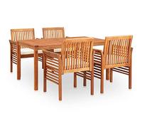Brokky Set Comedor de jardín 5 pzas y Cojines Conjunto de Jardin Exterior Conjunto Jardin Exterior Mesa y sillas Juego de Comedor de jardín Madera Maciza de Acacia / 278897