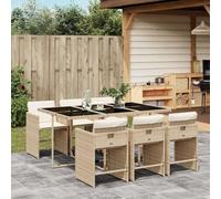 Brokky Set Comedor de jardín 7 pzas con Cojines Mesa y sillas terraza Exterior Muebles Jardin Exterior Muebles de Jardin ratán sintético Beige / 3277857