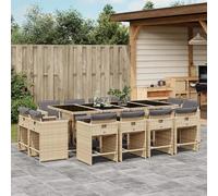 Brokky Set Comedor de jardín con Cojines Mesa y sillas terraza Exterior Muebles Jardin Exterior Muebles de Jardin 13 pzas ratán sintético Beige / 3277991