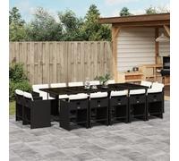 Brokky Set Comedor de jardín con Cojines Mesa y sillas terraza Exterior Muebles Jardin Exterior Muebles de Jardin 15 pzas ratán sintético Negro / 3277997