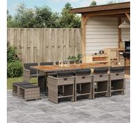 Brokky Set Comedor de jardín con Cojines Mesa y sillas terraza Exterior Muebles Jardin Exterior Muebles de Jardin 13 pzas ratán sintético Gris / 3277933