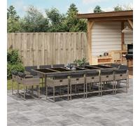 Brokky Set Comedor de jardín con Cojines Mesa y sillas terraza Exterior Muebles Jardin Exterior Muebles de Jardin 15 pzas ratán sintético Gris / 3278179