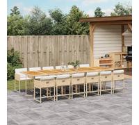 Brokky Set Comedor de jardín con Cojines Mesa y sillas terraza Exterior Muebles Jardin Exterior Muebles de Jardin 13 pzas ratán sintético Beige / 3278079