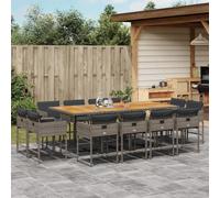 Brokky Set Comedor de jardín con Cojines Mesa y sillas terraza Exterior Muebles Jardin Exterior Muebles de Jardin 13 pzas ratán sintético Gris / 3278173