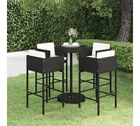 Brokky Set de Bar para jardín 5 pzas y Cojines Conjunto Mesa y sillas Cocina mesas Altas y taburetes Juego de Mesa y sillas Comedor ratán sintético Negro 3094775