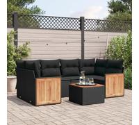 Brokky Set de Comedor de jardín 7 pzas y Cojines Conjunto Mesa y sillas Jardin Set Jardin Exterior Muebles de Jardin ratán sintético Negro / 3227476