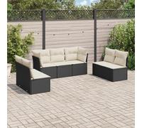 Brokky Set de Comedor de jardín 7 pzas y Cojines Conjunto Mesa y sillas Jardin Set Jardin Exterior Muebles de Jardin ratán sintético Negro / 3249245