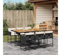 Brokky Set de Comedor de jardín 7 pzas y Cojines Mesa y sillas terraza Exterior Muebles Jardin Exterior Muebles de Jardin ratán sintético Negro / 3278042