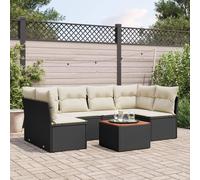 Brokky Set de Comedor de jardín 7 pzas y Cojines Mesa y sillas terraza Exterior Muebles Jardin Exterior Muebles de Jardin ratán sintético Negro / 3223557