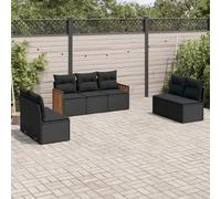 Brokky Set de Comedor de jardín 7 pzas y Cojines Mesa y sillas terraza Exterior Muebles Jardin Exterior Muebles de Jardin ratán sintético Negro / 3259955