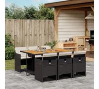 Brokky Set de Comedor de jardín 7 pzas y Cojines Mesa y sillas terraza Exterior Muebles Jardin Exterior Muebles de Jardin ratán sintético Negro / 3277682