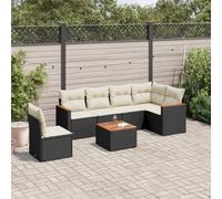 Brokky Set de Comedor de jardín 7 pzas y Cojines Mesa y sillas terraza Exterior Muebles Jardin Exterior Muebles de Jardin ratán sintético Negro / 3226021