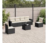 Brokky Set de Comedor de jardín 7 pzas y Cojines Mesa y sillas terraza Exterior Muebles terraza Set Comedor jardín ratán sintético Negro / 3218806