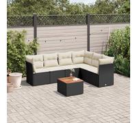 Brokky Set de Comedor de jardín 7 pzas y Cojines Mesa y sillas terraza Exterior Muebles terraza Set Comedor jardín ratán sintético Negro / 3223655