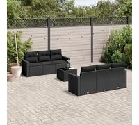 Brokky Set de Comedor de jardín 7 pzas y Cojines Mesa y sillas terraza Exterior Muebles terraza Set Comedor jardín ratán sintético Negro / 3251042