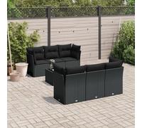 Brokky Set de Comedor de jardín 7 pzas y Cojines Mesa y sillas terraza Exterior Muebles terraza Set Comedor jardín ratán sintético Negro / 3217255