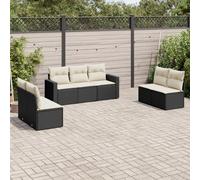 Brokky Set de Comedor de jardín 7 pzas y Cojines Mesa y sillas terraza Exterior Muebles terraza Set Comedor jardín ratán sintético Negro / 3218816