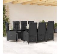 Brokky Set de Comedor de jardín 9 pzas y Cojines Mesa y sillas terraza Exterior Muebles Jardin Exterior Muebles de Jardin ratán sintético Negro / 3213531