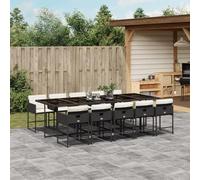 Brokky Set de Comedor jardín 11 pzas con Cojines Mesa y sillas terraza Exterior Muebles Jardin Exterior Muebles de Jardin ratán sintético Negro / 3278057