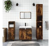 Brokky Set de Muebles baño 3 pzas Madera contrachapada Roble Ahumado Mueble Lavadero Almacenaje