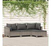 Brokky Set de Muebles de jardín 4 pzas y Cojines baul Jardin Exterior Garden Furniture Set Sofa Jardin Conjunto Jardin Exterior ratán sintético Gris 3187269