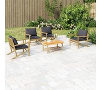Brokky Set de Muebles de jardín 5 Piezas bambú con Cojines Muebles Jardin Exterior Outdoor Furniture Set de Jardin Gris Oscuro / 3156476
