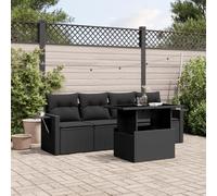 Brokky Set de Muebles de jardín 5 pzas y Cojines Conjunto terraza Exterior Mueble Exterior Mueble Jardin Exterior ratán sintético Negro / 3267725