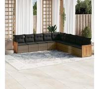Brokky Set de Muebles de jardín 9 pzas y Cojines Conjunto Jardin Exterior Muebles Jardin Exterior Muebles Jardin ratán sintético Gris / 3260142